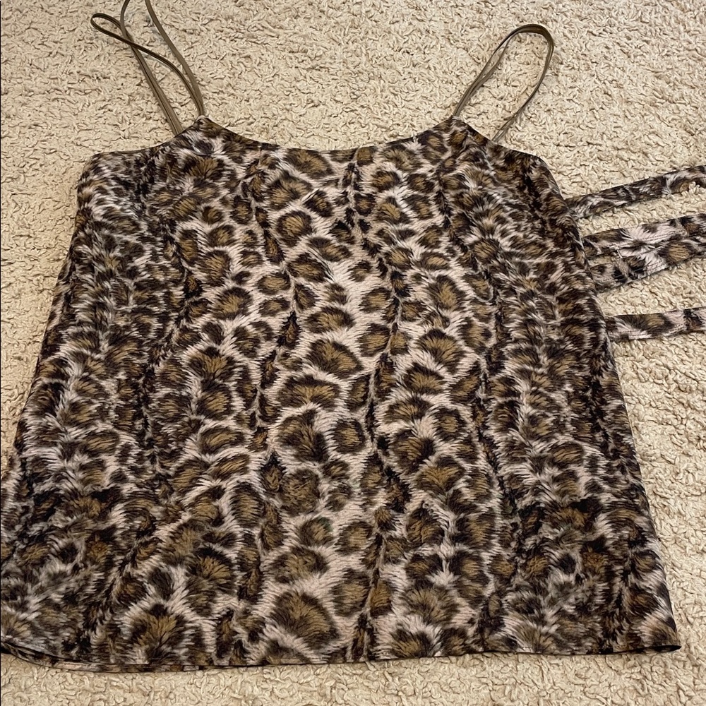Helmut Lang SILK Muted Animal Print Double Strap Wrap Around Camisole 
 S NWOT - Picture 10 of 13